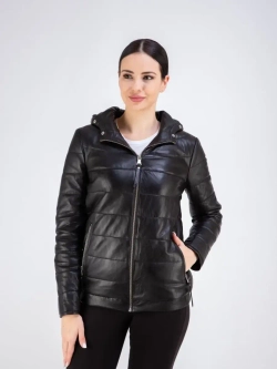Куртка женская из натуральной кожи с капюшоном Турция