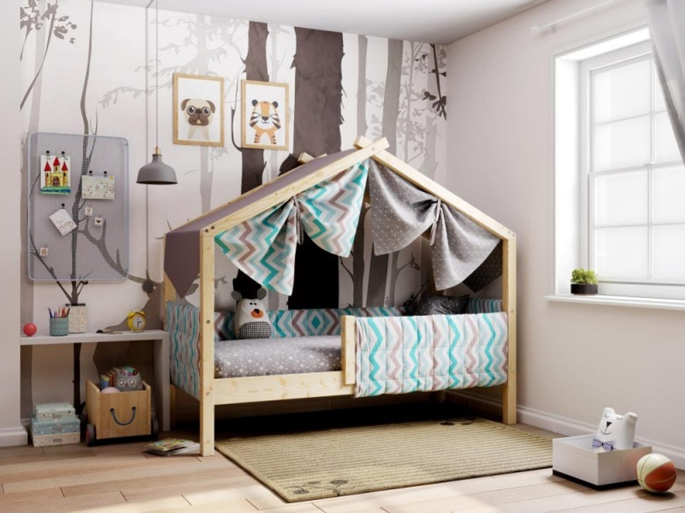 Ассоль кровать с надстройкой 1600х700 (прозрачный лак)