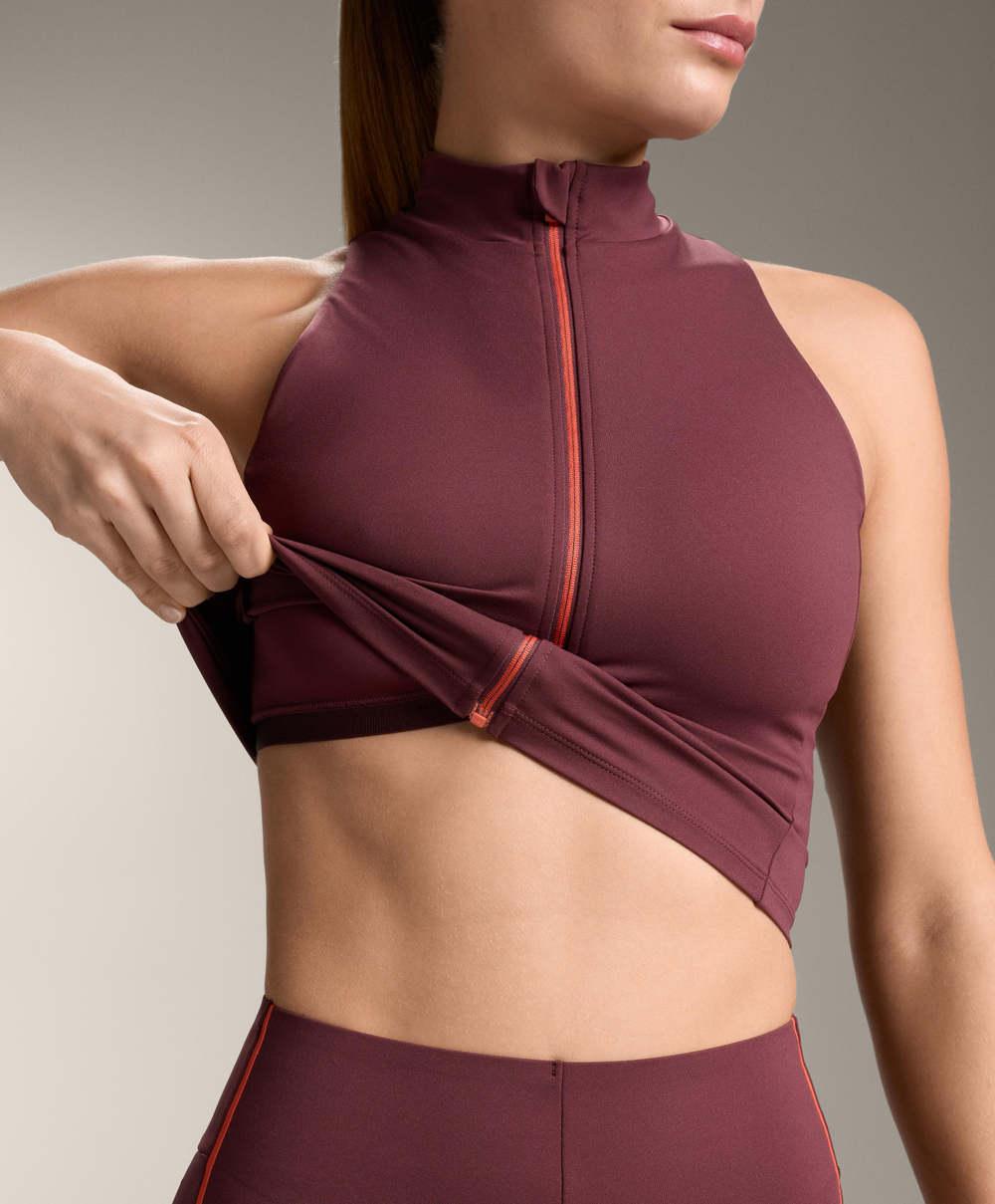 Oysho Топ Compressive на молнии, гранатовый