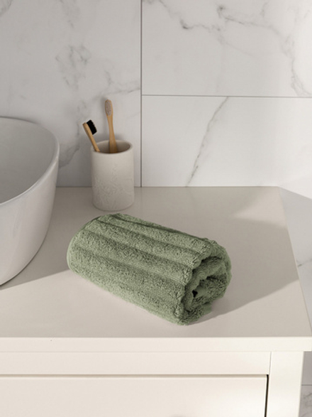 Полотенце махровое DeNASTIA Узкая Волна 500gsm 40x60 100% хлопок, зеленый