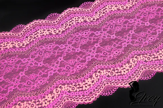 03-230 Кружево эластичное 22 см, ярко-розовый/коралл