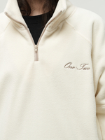 Drawstring Half-Zipped Sweatshirt Cream