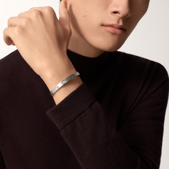 Cartier LOVE bracelet, classic model, brushed, 4 diamonds, white gold