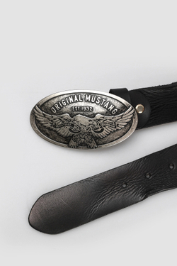 Ремень взрослый MUSTANG Leather belt in 40 mm with buckle in polished silver