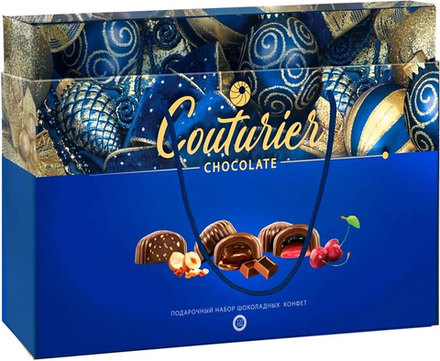 Набор шоколадных конфет НГ "СИНЯЯ" (Крем-шоколад, Помадно-вишневая, Трюфель с дробленым фундуком) 320г