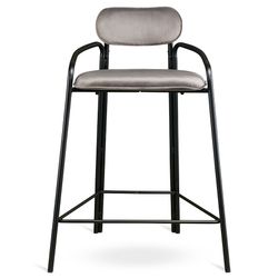 Стул полубарный Ror, Round, велюр, черный/серый