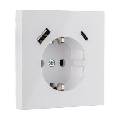 Розетка с USB, 16А 250В с зарядным (A+C) 3,4А LIREGUS MODERN IUK-3-01.M/WM белый матированный