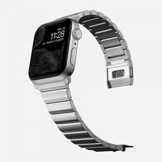 Ремешок Nomad Aluminum Band SPACE GRAY - Apple Watch 7 (45mm)/6/SE/5/4 (44mm)/3/2/1 (42mm), серебро