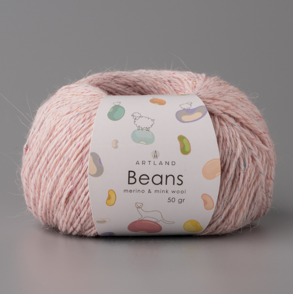 Пряжа &quot;Beans&quot;, 5% шёлк, 20% мериносовая шерсть, 30% нейлон, 45% норка, 50гр-240м, (1уп=5шт), нежно-розовый