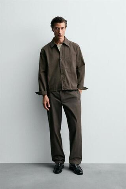 ZARA БРЮКИ-ДЖОГГЕРЫ ИЗ ТЕХНИЧЕСКОЙ ТКАНИ, КОРИЧНЕВЫЙ