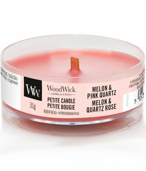 Дыня и розовый кварц, ароматическая свеча мини, WoodWick
