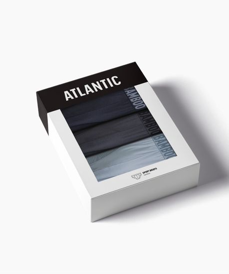 Мужские трусы (3шт) слипы спорт Atlantic 3MP-199, бамбук, темно-синий + голубой + графитовый