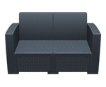 Диван пластиковый плетеный двухместный с подушками Monaco Lounge, антрацит
