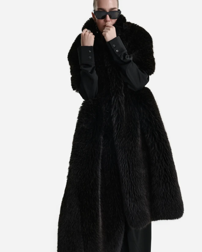 Шарф из экомеха темно-коричневый