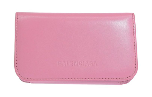 Balenciaga Leather Key Pouch Regular Women"s Pink