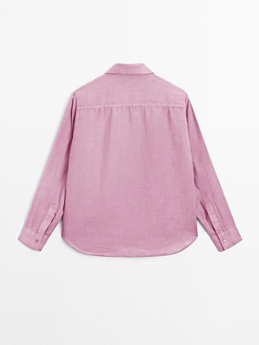 Massimo Dutti Рубашка из струящегося 100% льна, розовый