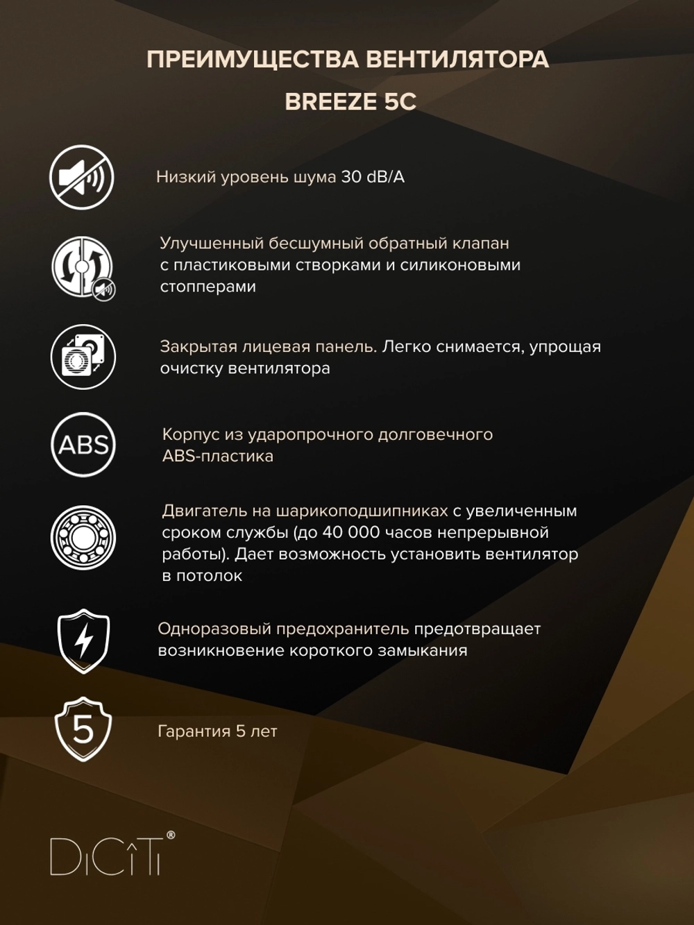 Вентилятор накладной BREEZE D125 обр.клапан DICITI