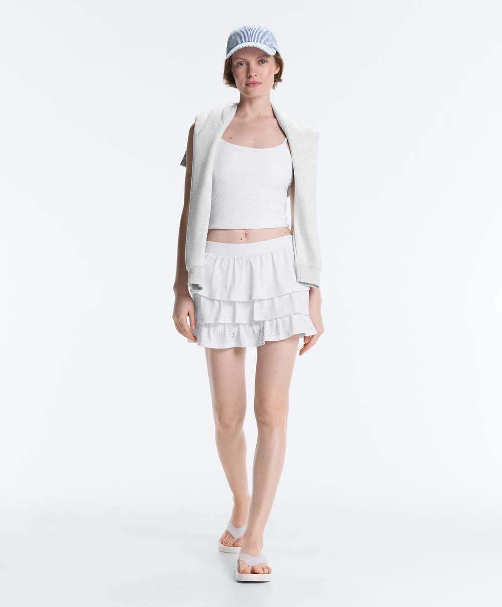 Oysho Короткая юбка Comfortlux с вышивкой, белый