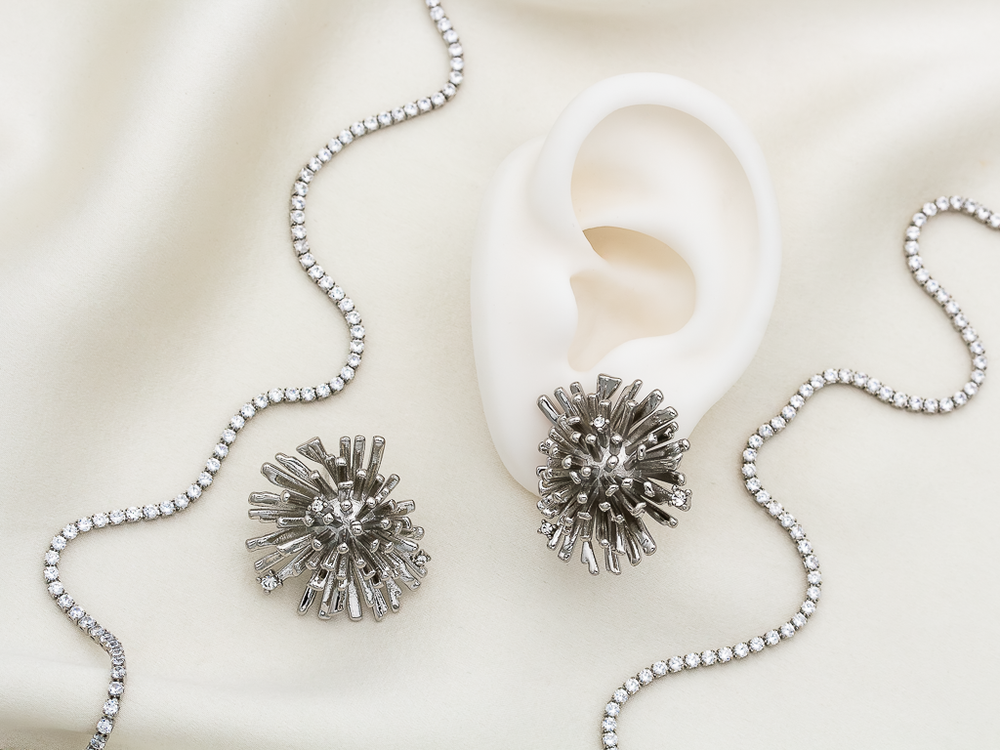 Серьги-гвоздики "Хризантема", 28,5мм