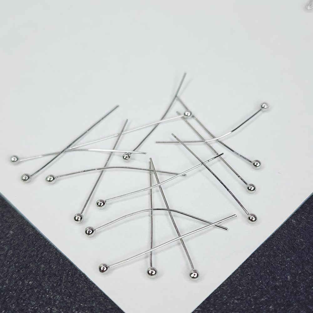 Пины родий, 25×0.4мм, мягкие, хороши для скрутки, цена за набор 10 шт