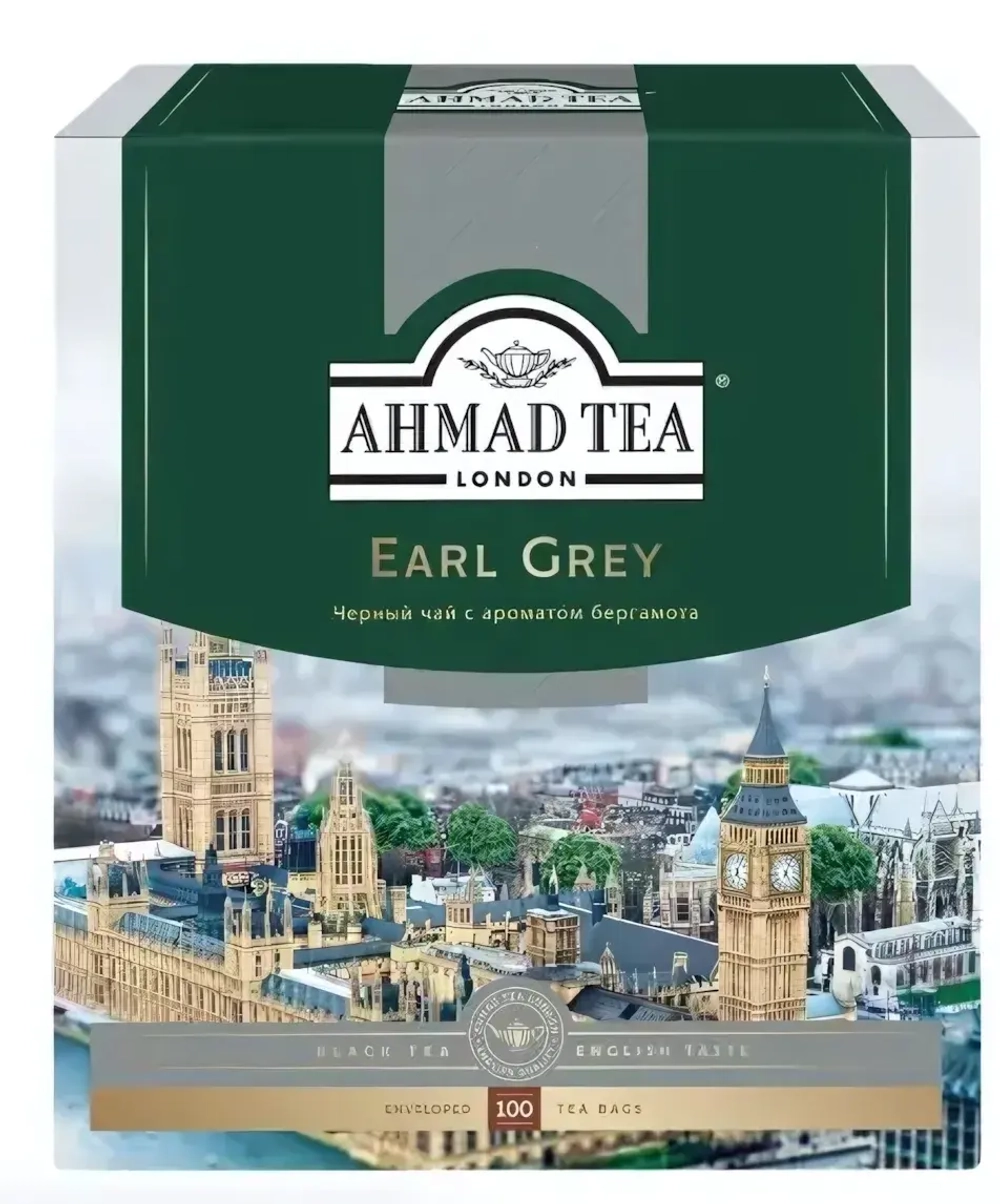 Чай черный AHMAD TEA Tea Earl grey с бергамотом байховый к/уп (Россия) 100пак