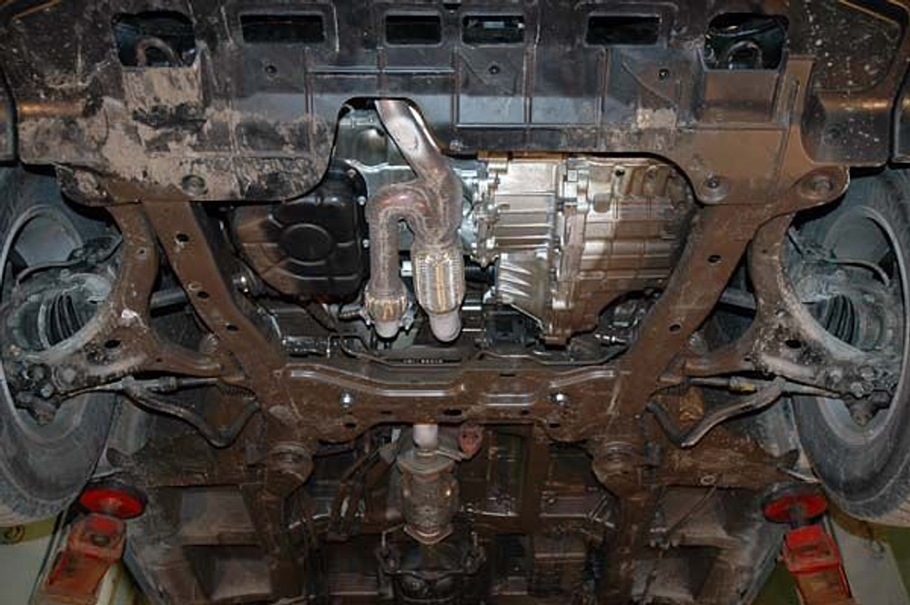 Защита картера двигателя, КПП (2 мм, сталь) для Kia Carnival 2006-2014 (V = 2.2CRDi; 2.7; 2.9CRDi) Sheriff.11.1080