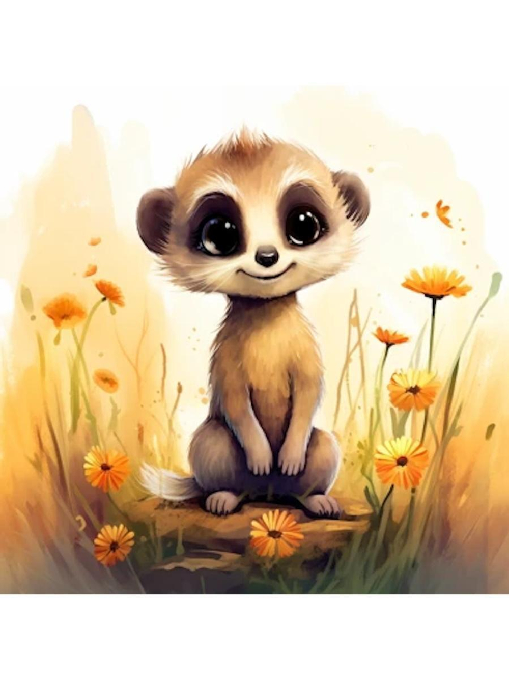 Картина по номерам 30х30см. "Малыши-животные. Детёныш суриката" 20цв. коробка (арт. Х-6323)