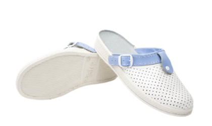 Сабо женские нат.кожа Комфорт ПВХ, белый/голубой