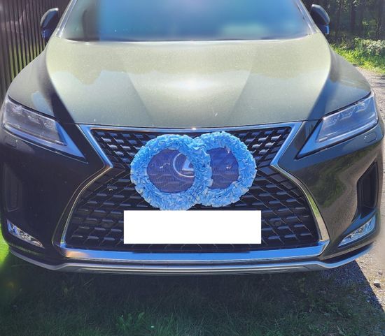 Свадебные кольца для украшения машины, голубые атлас