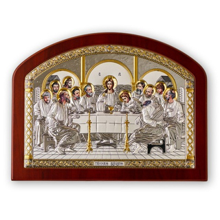 Тайная Вечеря, икона арочная с рамкой, лик открытый, красное дерево 190х250