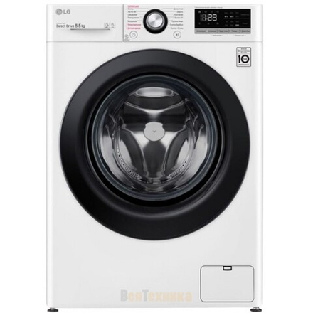 Стиральная машина LG F2V3FS6W белая,9кг,1200об,черная дверца люка, с дисплеем, Wi-Fi,с паром