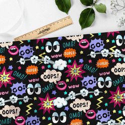 Ткань флис wow поп арт