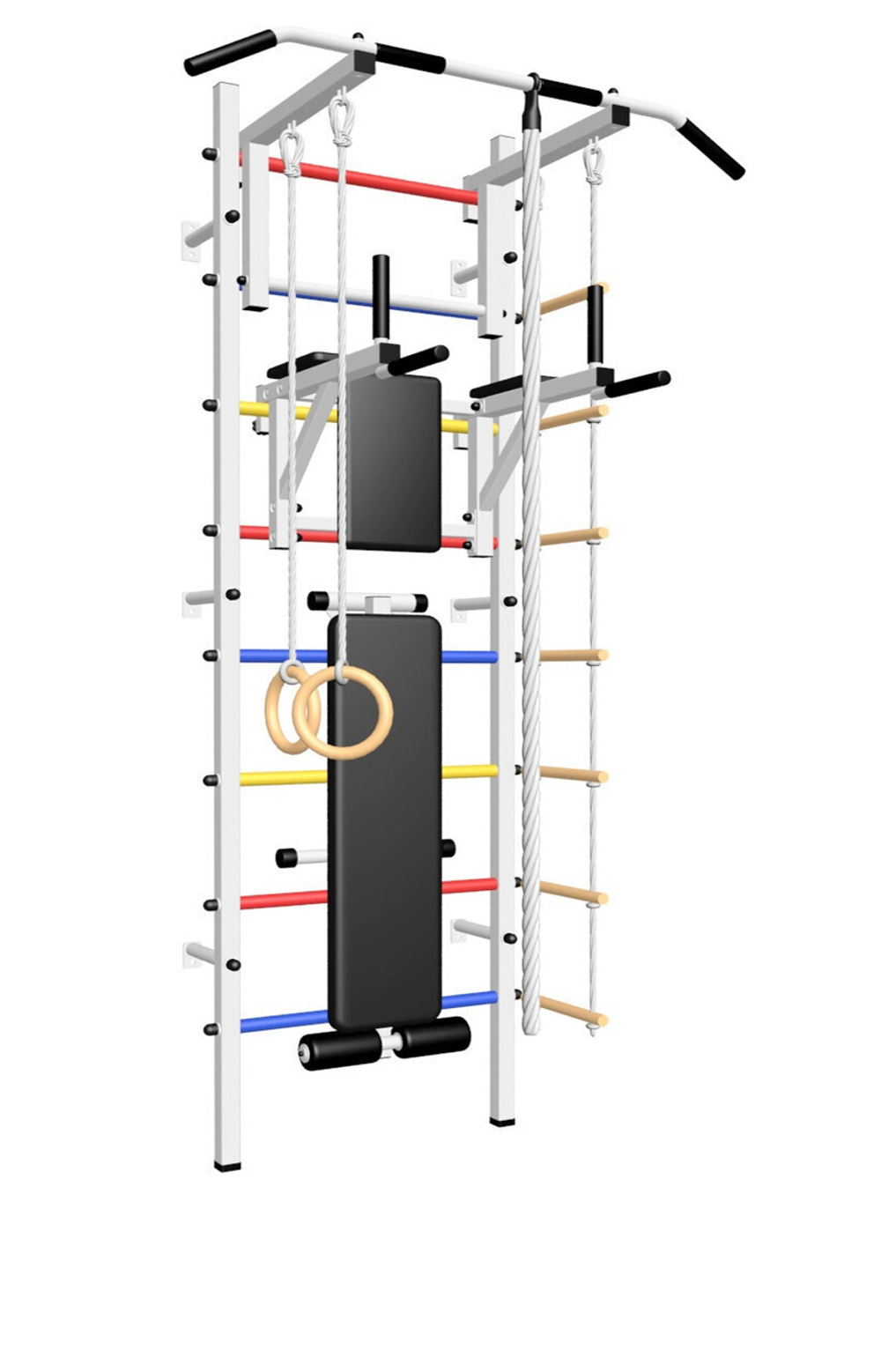 Шведская стенка Sv Sport усиленная 606 (Турник стандарт/Брусья/Скамья/Канат/Кольца/Лестница)