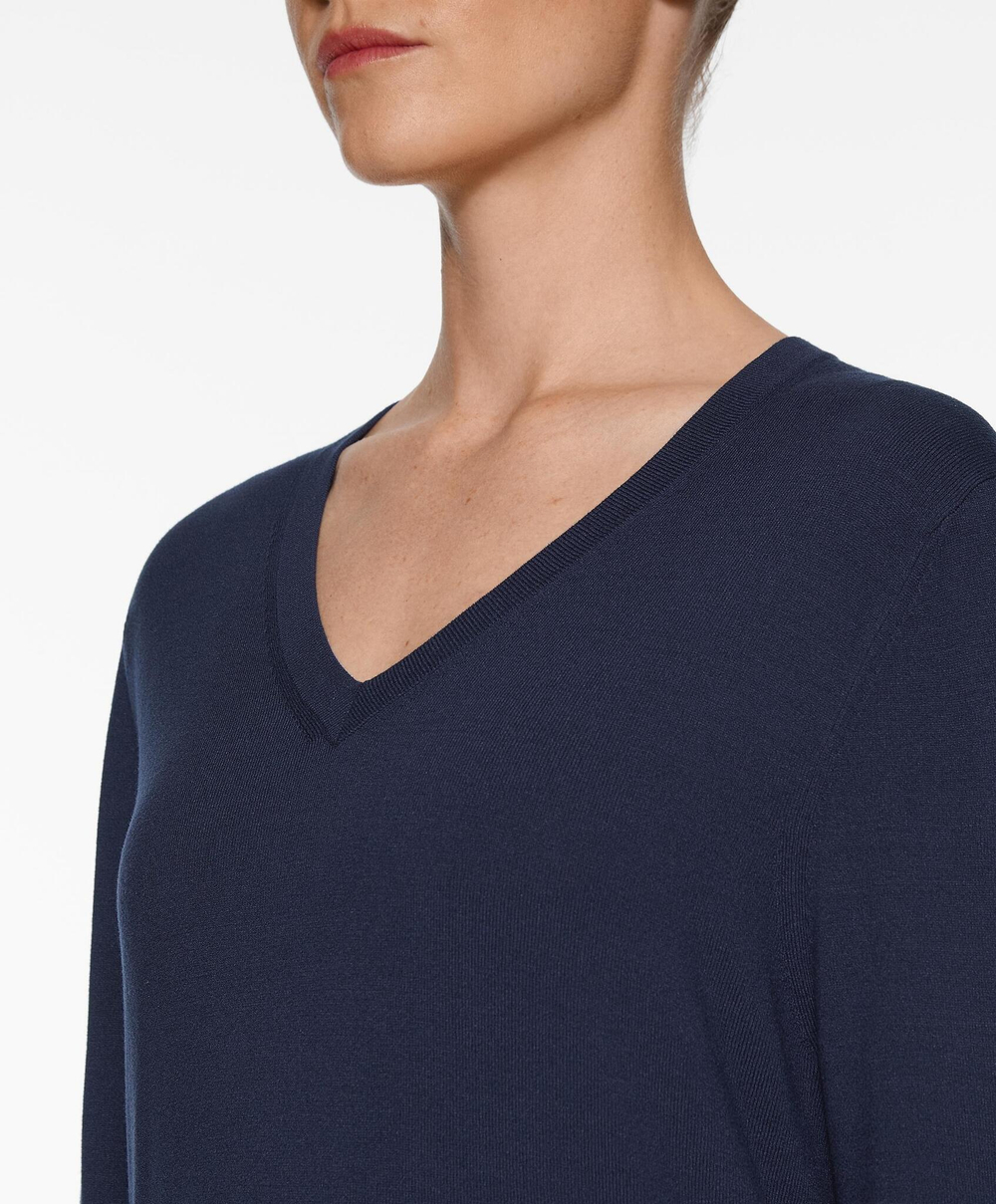 Oysho Свитер из трикотажа с V-образным вырезом, темно-синий