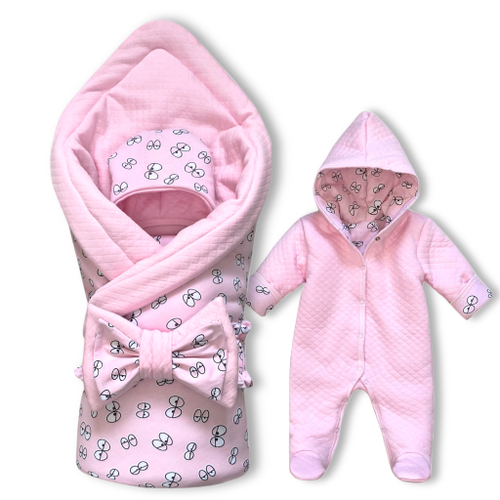 Комплект на выписку (4 предмета ) "Глазки-розовые" ЗИМА