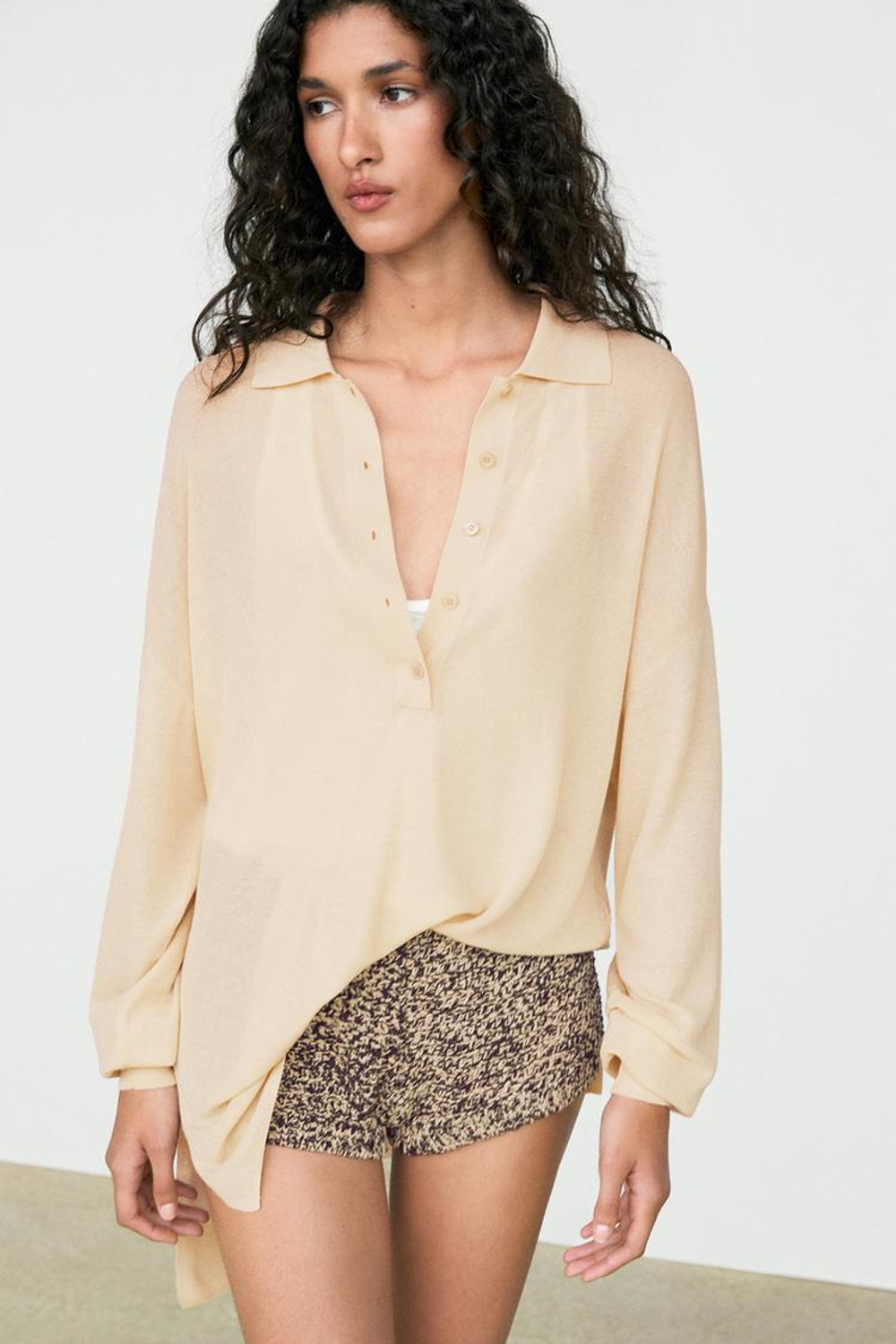 Massimo Dutti Вязаные шорты с крапчатым узором, песочный