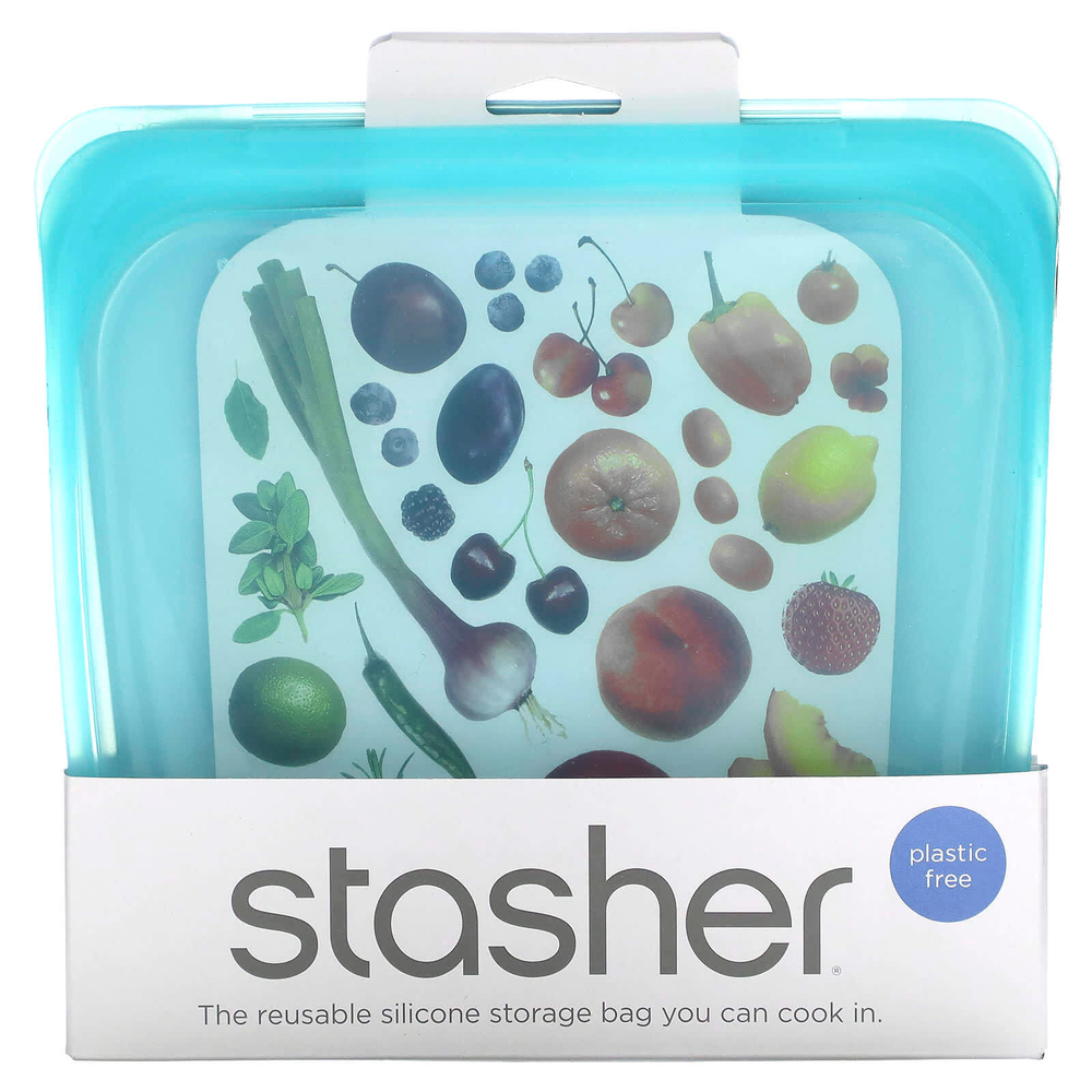 Stasher, Aqua, многоразовый силиконовый контейнер для еды, удобный размер для бутербродов, средний, 450 мл (15 жидк. унций)