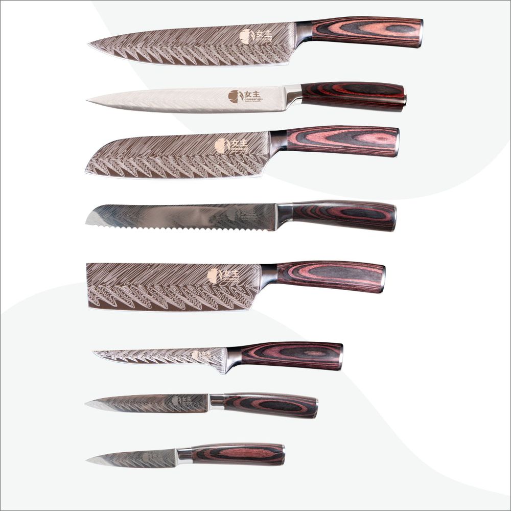 Набор кухонных ножей Onnaaruji. 8 предметов. Профессиональные. Fish Bones серия
