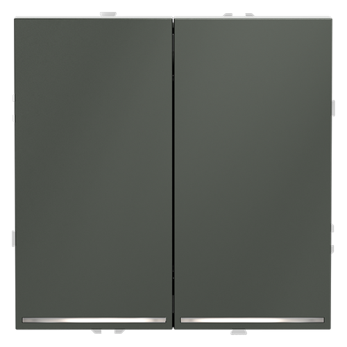 Проходной переключатель встраиваемый VOLTUM S70 двухклавишный с подсветкой 10А, (титан)