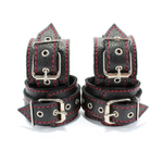 Черный бондажный набор с красной строчкой (Цвет: черный)