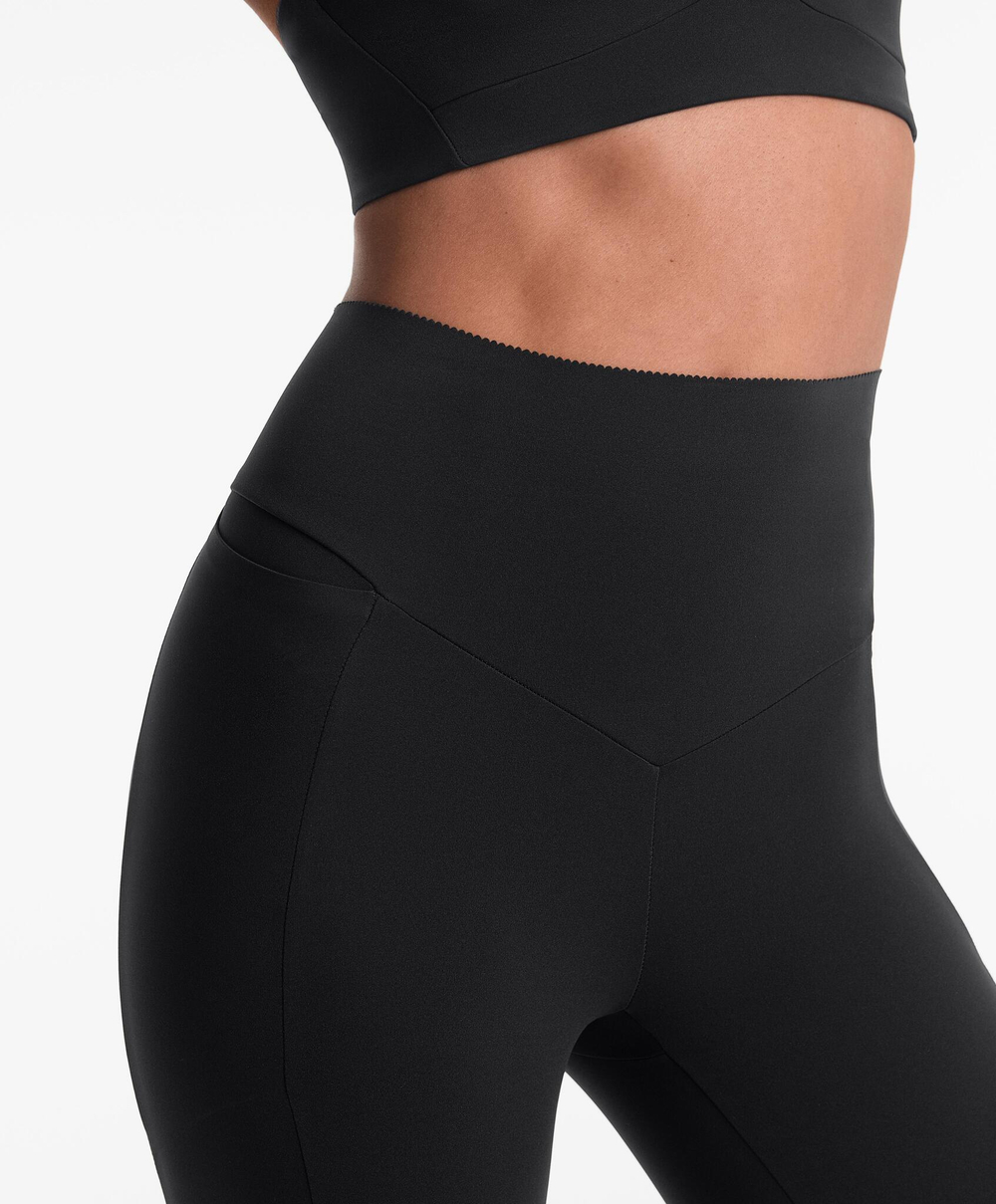 OYSHO Легинсы длиной до щиколотки с высокой посадкой и карманами, компрессионные, длиной 65 см, черный