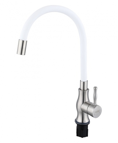 59032-GF Смес. из НЕРЖ. для кух. (САТИН с гиб. бел. изл.) HANSEN  (10/1шт)