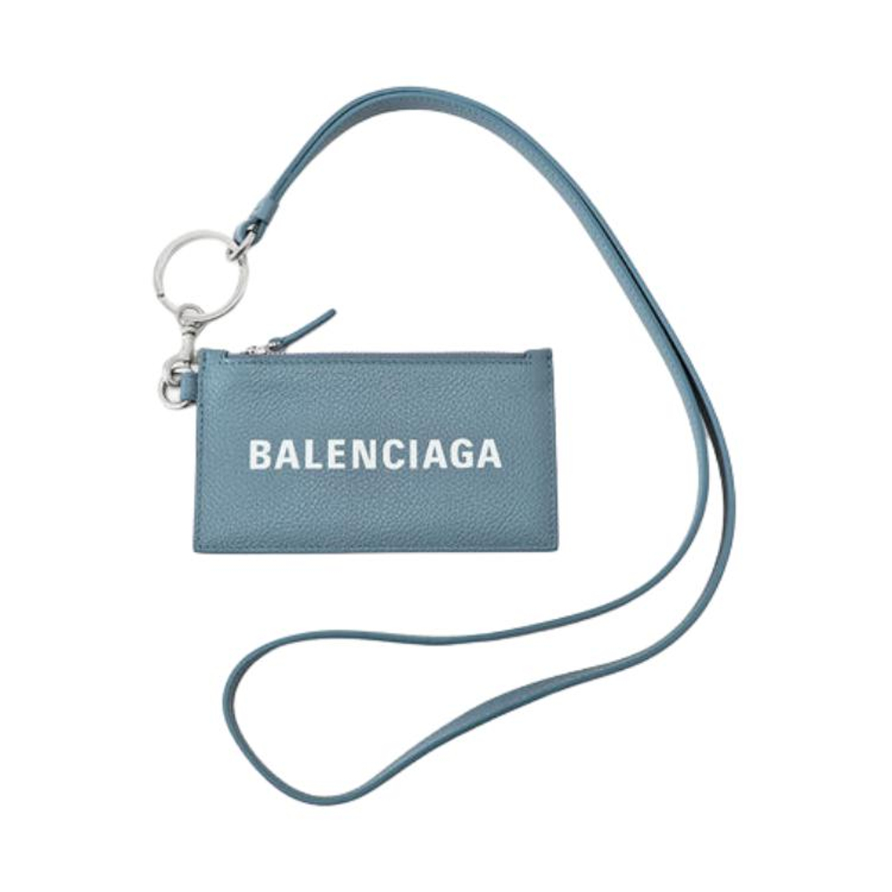 Balenciaga Cash Key Ring Cow Leather Card Holder Card Holder Women"s Blue