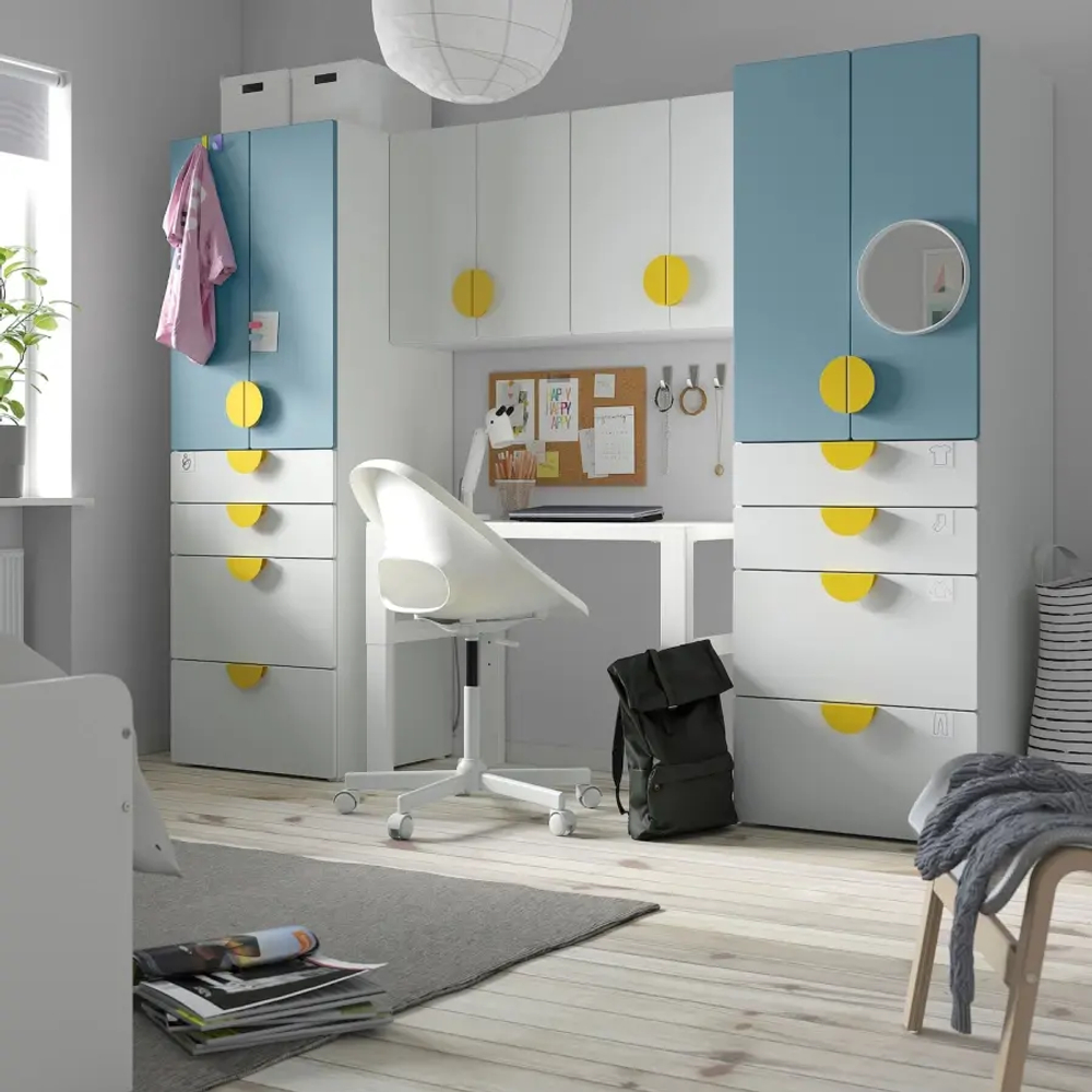 Гардероб - IKEA SMÅSTAD/SMASTAD/СМОСТАД ИКЕА,  181х240 см, белый/синий