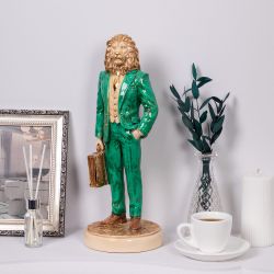 Скульптура Лев Бизнесмен Айвори Изумрудный