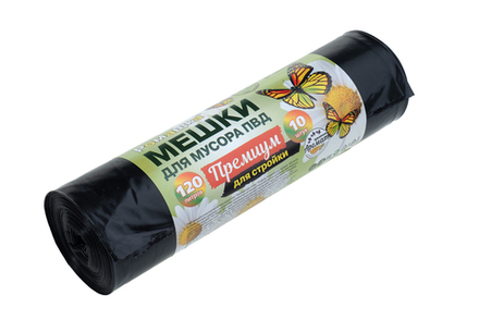 Мешки для мусора Ромашка ПВД 70х110см 50мкм вес мешка 65г вес рулона 650г 120л черные 10шт/рул цена за рул