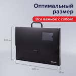 Папка-портфель пластиковая формат большой BRAUBERG "ПОРТФОЛИО" А3 (445х310х30 мм) черная Россия (2 штуки в упаковке)