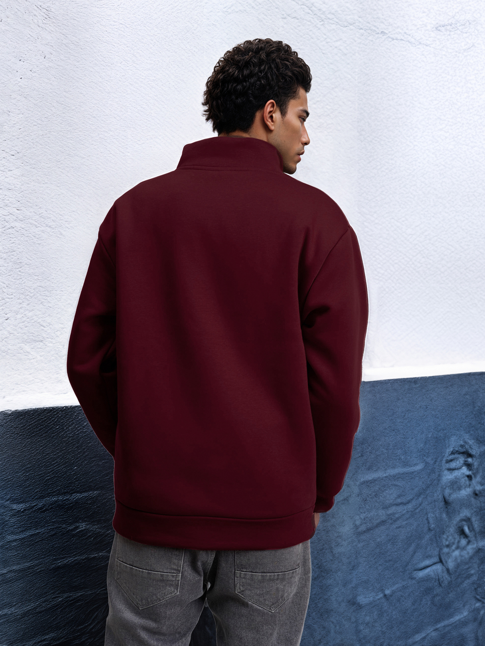 Толстовка мужская с зип-воротником "Moscow" бордо
