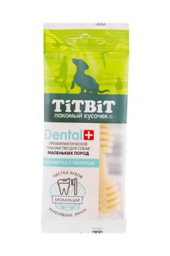 Titbit Dental+ Зубочистка с творогом для собак мелких пород 26г
