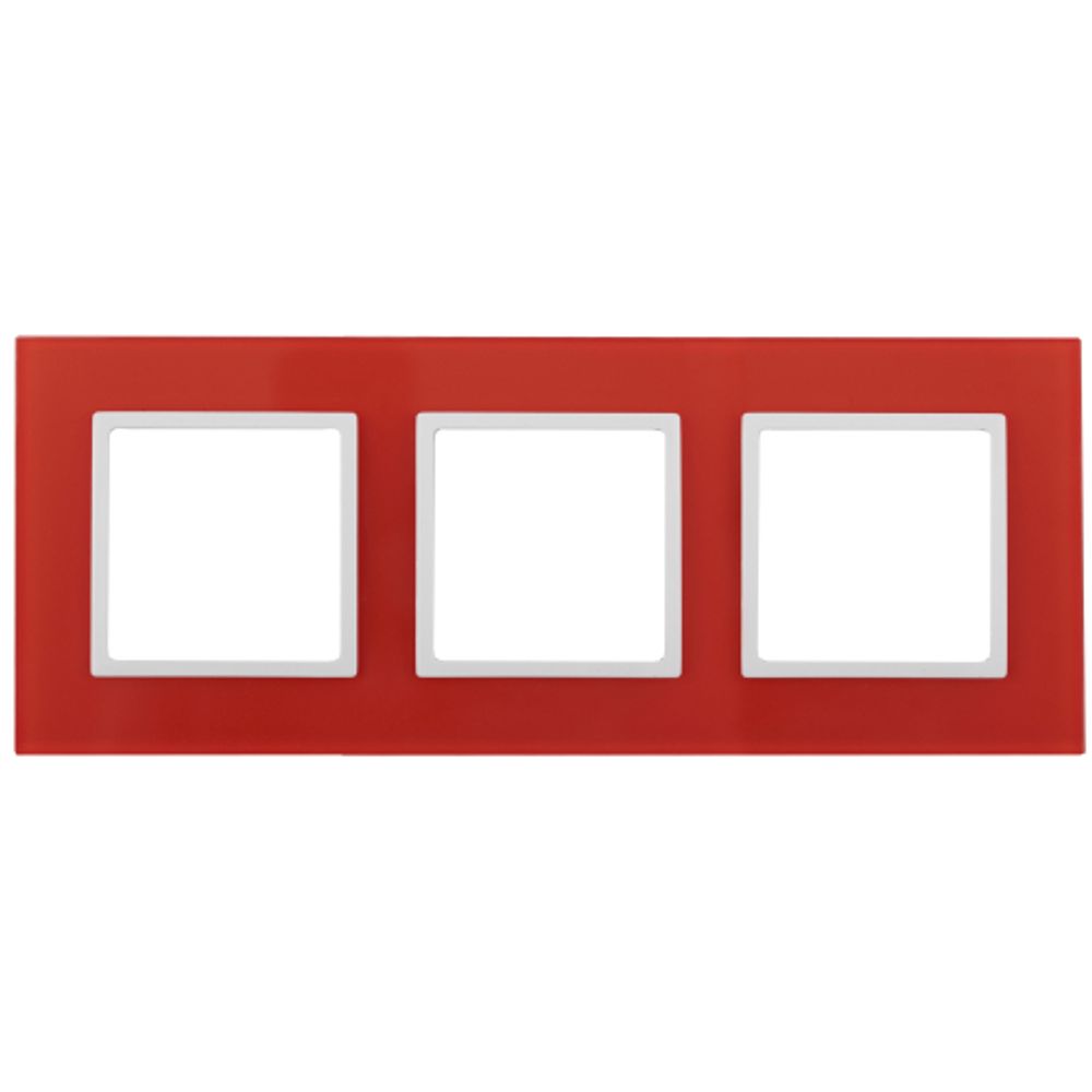14-5103-23 ЭРА Рамка на 3 поста, стекло, Эра Elegance, красный+бел